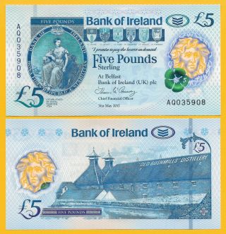 Northern Ireland 5 Pounds P - 2017 (2019) Bank Of Ireland Unc Polymer Banknote