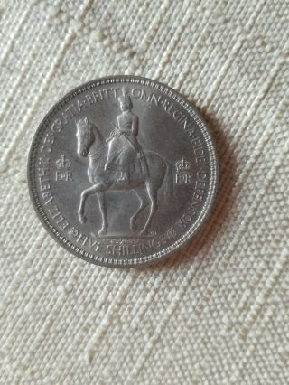 1953 Five Shillings British Coin Elizabeth Ii Coronation Crown