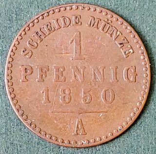 1850 Reuss - Schleiz - German State States - 1 Pfennig Coin