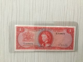 1964 $1 Banknote Central Bank Of Trinidad And Tobago Ser X519874 Vf/ef