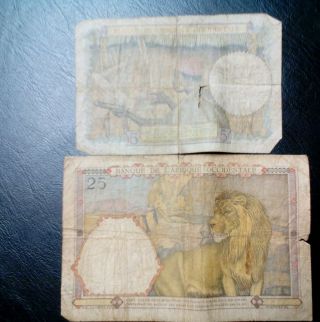 Afrique Occidentale - french west africa,  5 Francs,  1941; 25 francs 1939 banknot 3