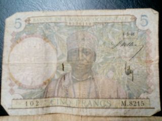 Afrique Occidentale - french west africa,  5 Francs,  1941; 25 francs 1939 banknot 4