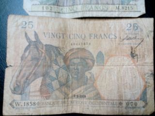 Afrique Occidentale - french west africa,  5 Francs,  1941; 25 francs 1939 banknot 5