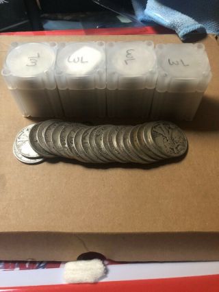 Full Dates Roll Of 20 $10 Face Value 90 Silver Walking Liberty Half Dollars