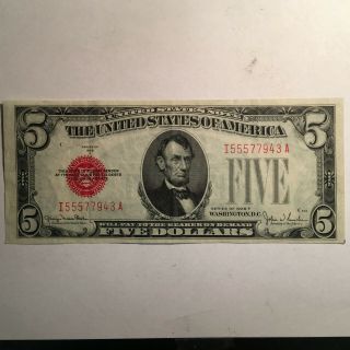 Series 1928 Red Seal $5 Xf