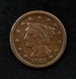 1845 Braided Hair Large Cent Plenty Of Details