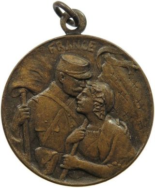 France Medal Ww1 Soldier Kissing Women 27mm 6g S7 029