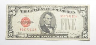 Crisp - 1928 - C $5.  00 Red Seal Us Note - Rare 536