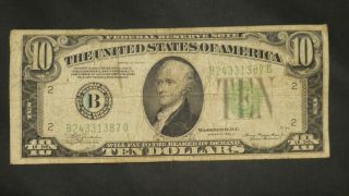1934 A $10 Dollars Federal Reserve Note Currency Bill