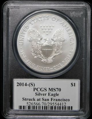 2014 (S) Silver Eagle Dollar - PCGS MS70 Edmund Moy Signature 2