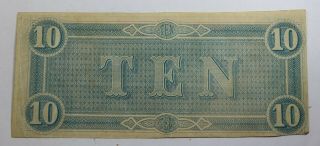 T68 $10 Ten Dollars Confederate States of America Dated Feb 17th,  1864 Cannon 4