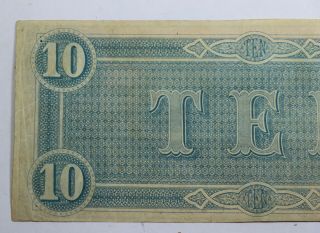 T68 $10 Ten Dollars Confederate States of America Dated Feb 17th,  1864 Cannon 5