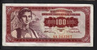 100 Dinara From Yugoslavia 1955