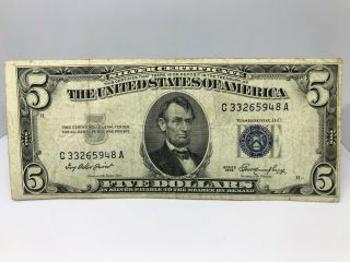 Series Of 1953 $5 Five Dollar Silver Certificate Note Vf - Xf Old Us Currency.