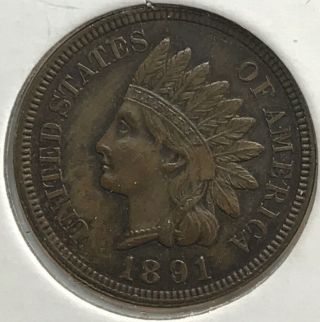 1891 - Indian Head Penny - Bronze Cent 1¢ Us Coin - Coinage Ae312