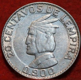 1952 Honduras 20 Centavos Silver Foreign Coin