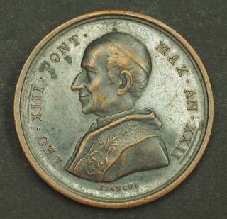 1900,  Vatican,  Pope Leo Xiii.  Bronze " Holy Year " Medal.  Vf,