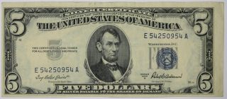 Fr.  1656 $5 1953 A Small Size Silver Certificate Priest / Anderson