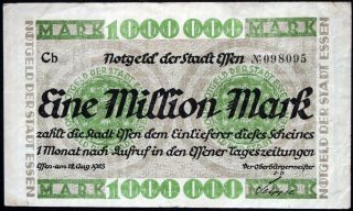 Essen 1923 1 Million Mark Inflation Notgeld German Banknote