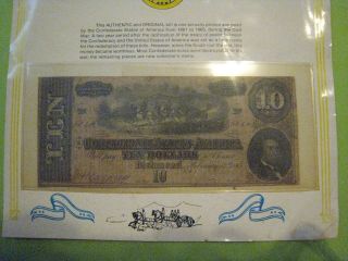 Confederate $10 Dollar Bill 1864