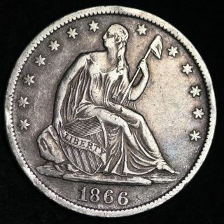 1866 - S Seated Liberty Half Dollar Choice Xf E304 Jlm