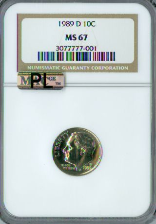 1989 - D Roosevelt Dime Ngc Mac Ms67 Pl Spotless Rare.