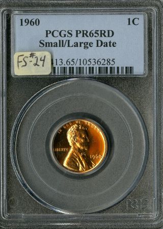 Us Coin 1960 Small Over Large Date Lincoln Cent 1c Pcgs Proof 65 Red