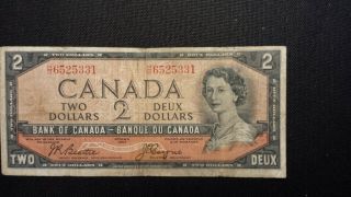 1954 Bank Of Canada Money $2 - - Devil 
