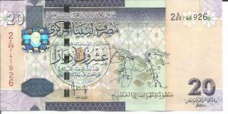 Libya 20 Dinars 2009 P 74.  Unc.  Oau Meeting.  4rw 30mai