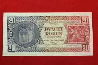 Czech 20 Korun 1926 Unc Specimen Perforated Currency Note Money Bill