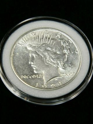1924 P Peace Silver Dollar Au/bu Full White With Very Good Luster Hc35
