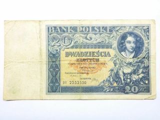 Banknote 20 Zlotych 1931 Poland Old Paper Money Rare Antique