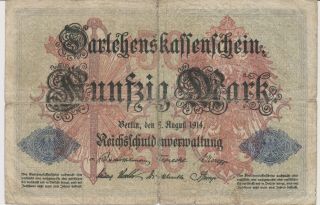 1914 Germany 50 Mark Reichsbanknote - - Paper Money Banknote Currency