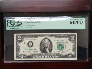 3 CONSECUTIVE 1976 $2 FEDERAL RESERVE NOTE PCGS 64PPQ VERY CHOICE 3