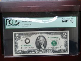 3 CONSECUTIVE 1976 $2 FEDERAL RESERVE NOTE PCGS 64PPQ VERY CHOICE 4