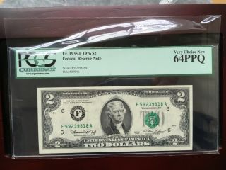 3 CONSECUTIVE 1976 $2 FEDERAL RESERVE NOTE PCGS 64PPQ VERY CHOICE 5