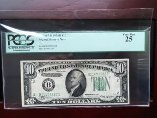 $10 1934 Federal Reserve Note Pcgs 25 Very Fine