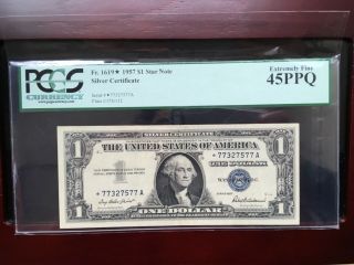 $1 1957 Star Note Silver Certificate Pcgs 45ppq Extremely Fine