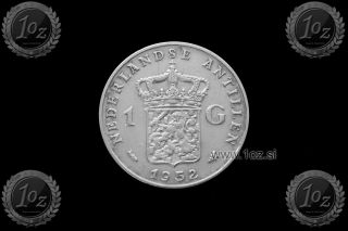 Netherlands Antilles 1 Gulden 1952 (juliana) Silver Coin (km 2) Vf - Xf