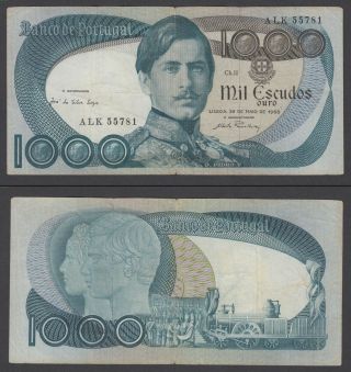 Portugal 1000 Escudos 1968 (f - Vf) Banknote P - 175