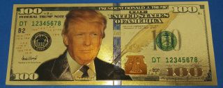 Donald Trump Gold Bank Note United States Of America Novelty Autographed Fun Usa