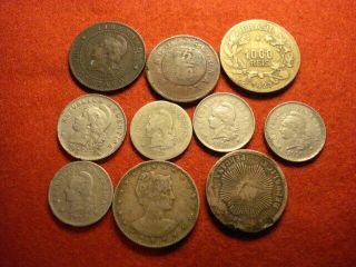 10 South /central America Coins 1827 - 1930