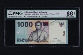 2000/2008 Indonesia Bank Indonesia 1000 Rupiah Pick 141i Pmg 66 Epq Gem Unc