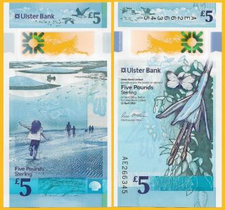 Northern Ireland 5 Pounds P - 2018 (2019) Ulster Bank Unc Polymer Banknote