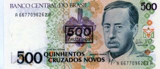 Brazil: 500 Cruzeiros On 500 Cruzeiros 1990