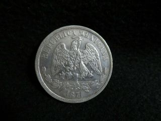 1871 Mom Silver Mexican Un Peso 1