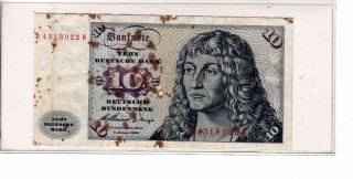 1960 10 Deutsche Marks Banknote (sailing Ship)