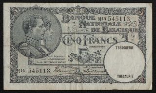 Belgium (p097b) 5 Francs 1931 7.  5.  Avf/vf