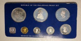 1976 Philippines 8 Coin Proof Set,  With Silver Coins