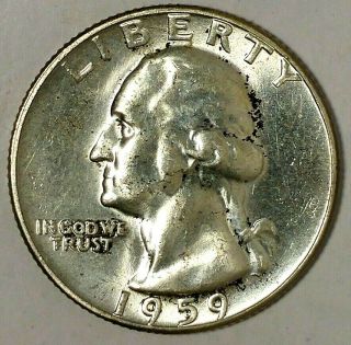 1959 - P 25c Washington Quarter 19owc0608 " Bu " 90 Silver 50 Cents For
